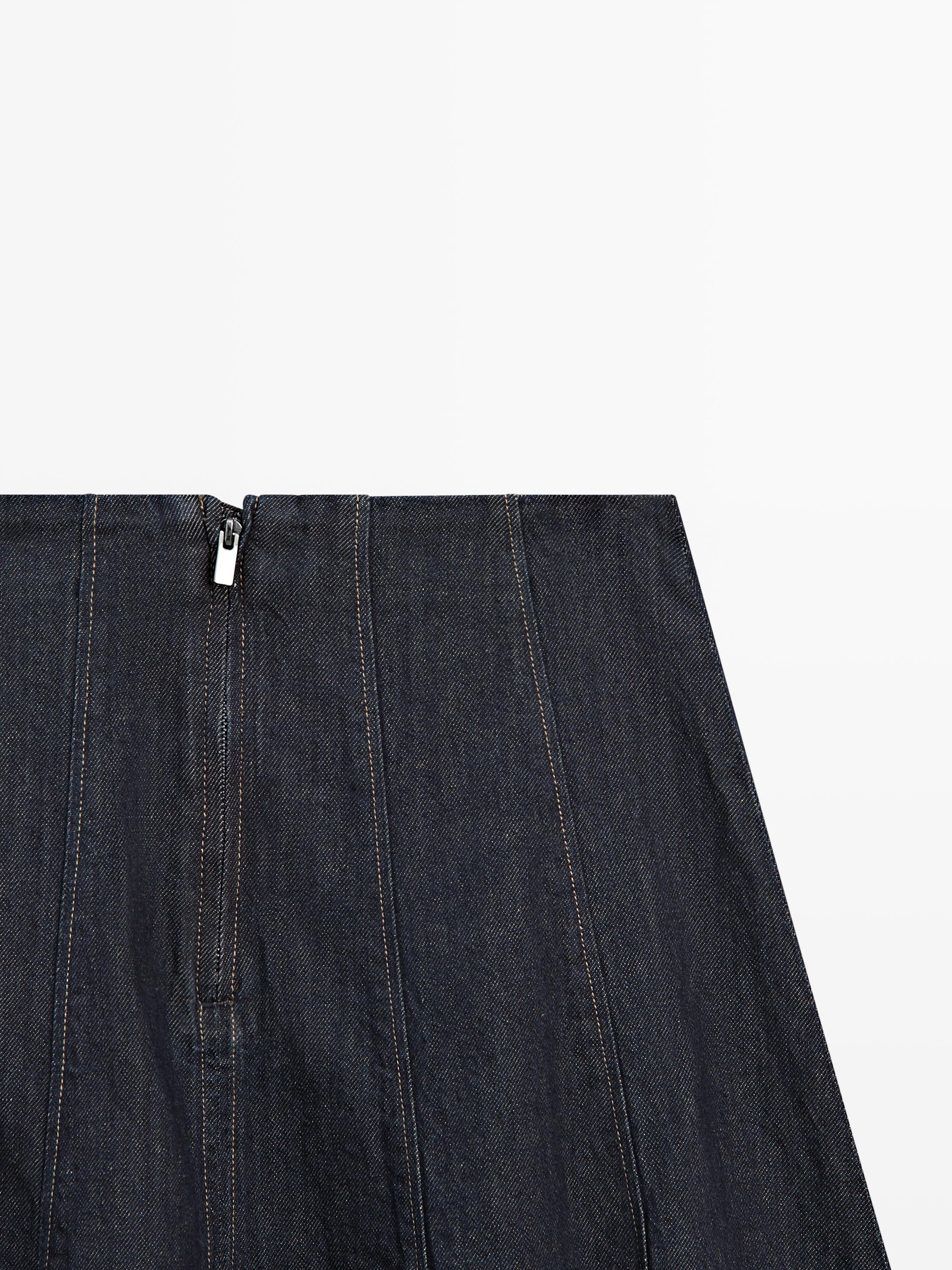 Jupe midi denim à godets